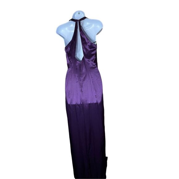 Vintage Jessica‎ McClintock Gunne Sax Purple Satin Beaded Halter Gown Size 7/8 - Picture 7 of 14